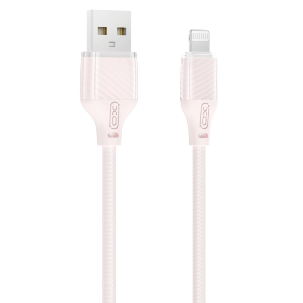 XO NB291 Καλώδιο Φόρτισης & Μεταφοράς Δεδομένων USB-A σε Lighting Πλεκτό 6A Ροζ 1m