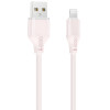 XO NB291 Καλώδιο Φόρτισης & Μεταφοράς Δεδομένων USB-A σε Lighting Πλεκτό 6A Ροζ 1m