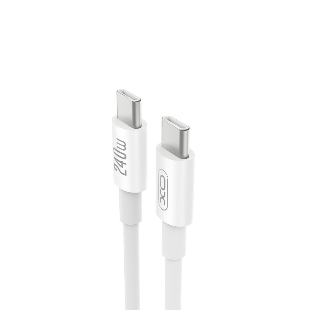 XO NB-Q298 Καλώδιο Φόρτισης & Μεταφοράς Δεδομένων Type-C σε Type-C 240W Λευκό 1m