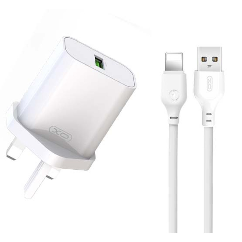 XO L103 (UK) QC3.0 18W Φορτιστής με Καλώδιο Lightning (NB103)