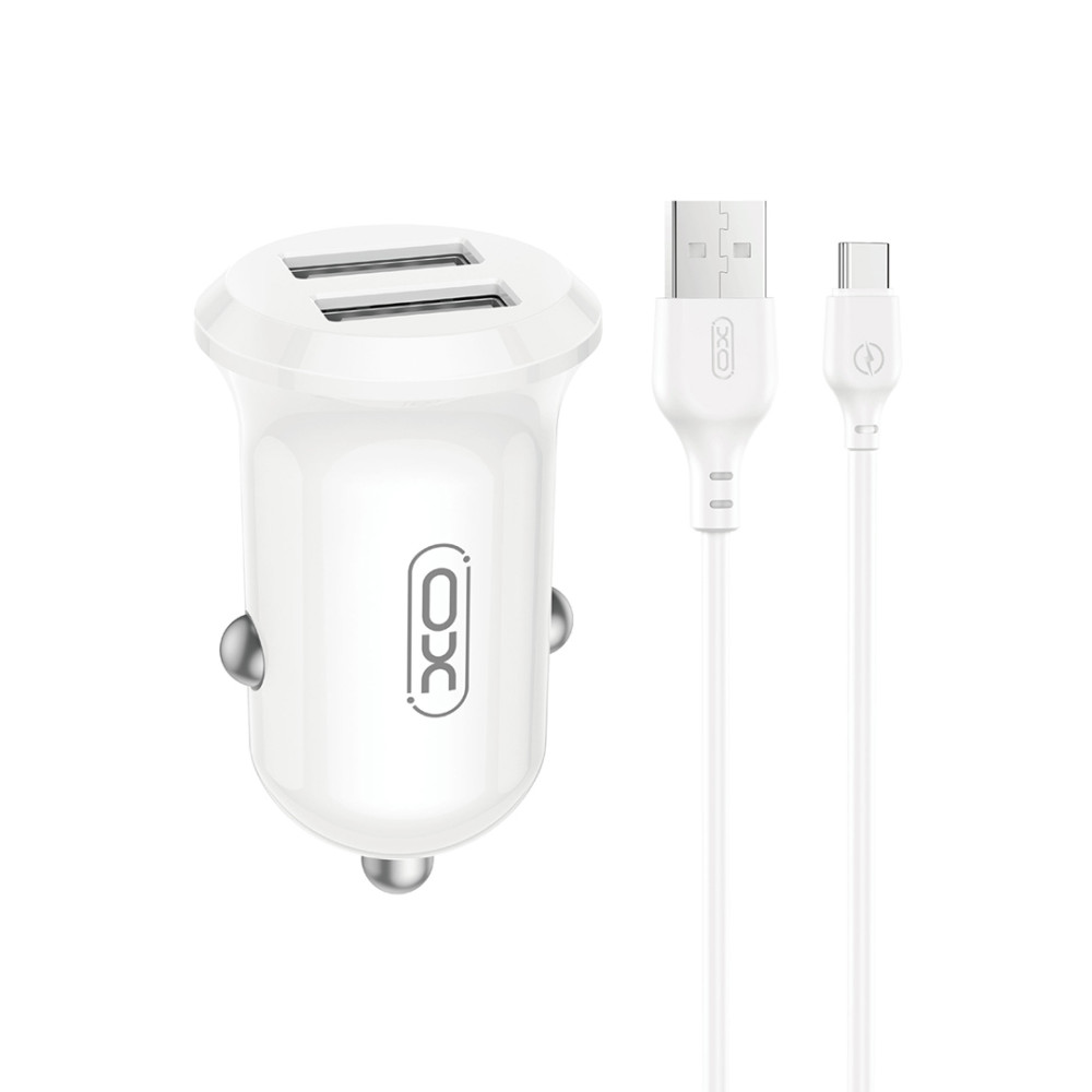 XO CC67 Mini Smart Φορτιστής Αυτοκινήτου με 2 Θύρες USB 2.4A και Καλώδιο Type-C (NB103)