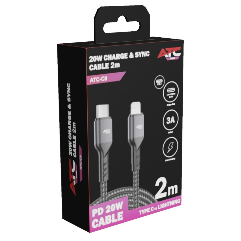 ATC-C9 Καλώδιο Φόρτισης & Συγχρονισμού USB-C σε Lightning 20W 2m