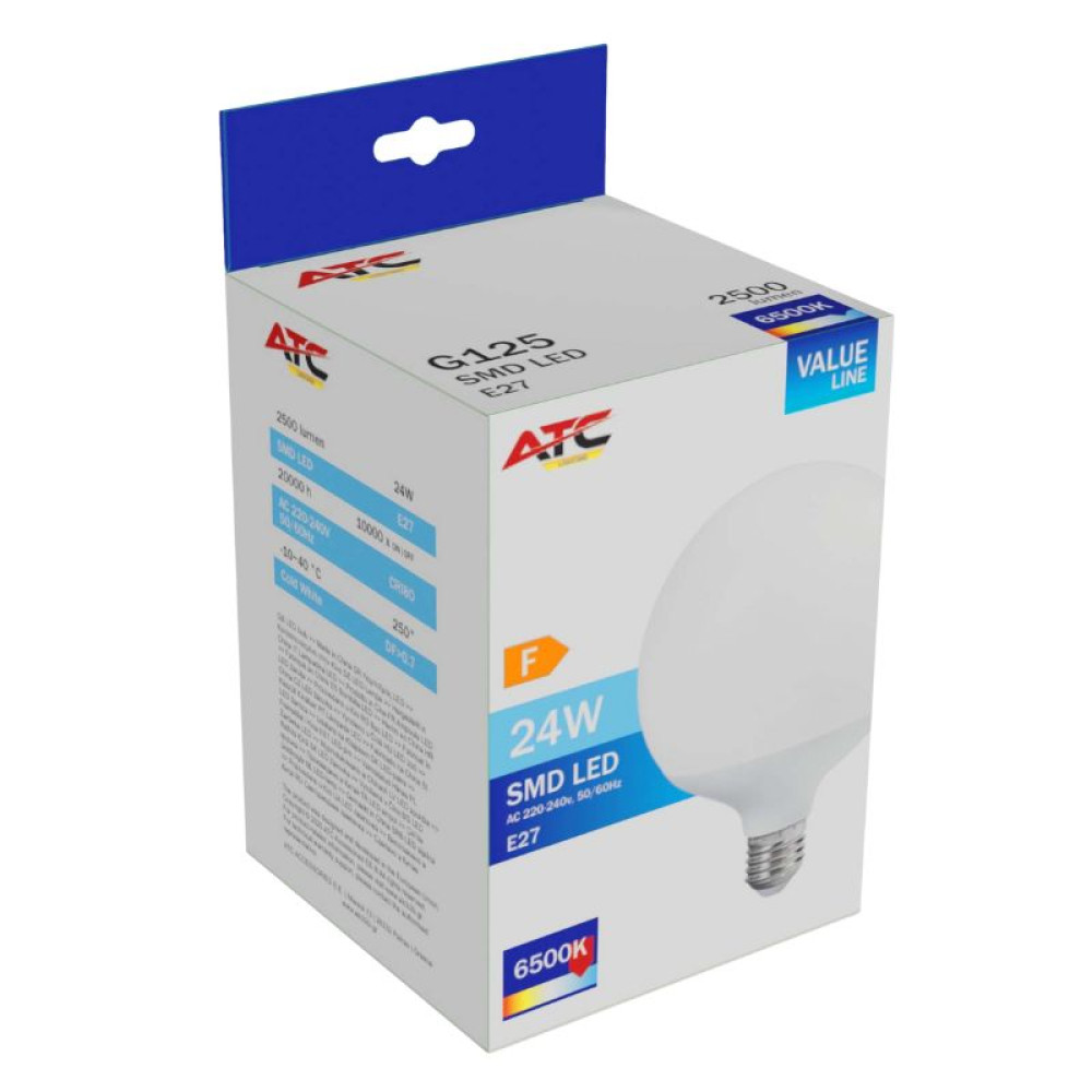 ATC SMD Λαμπτήρας LED Globe G125 230V 24W/2500LM E27 6500K