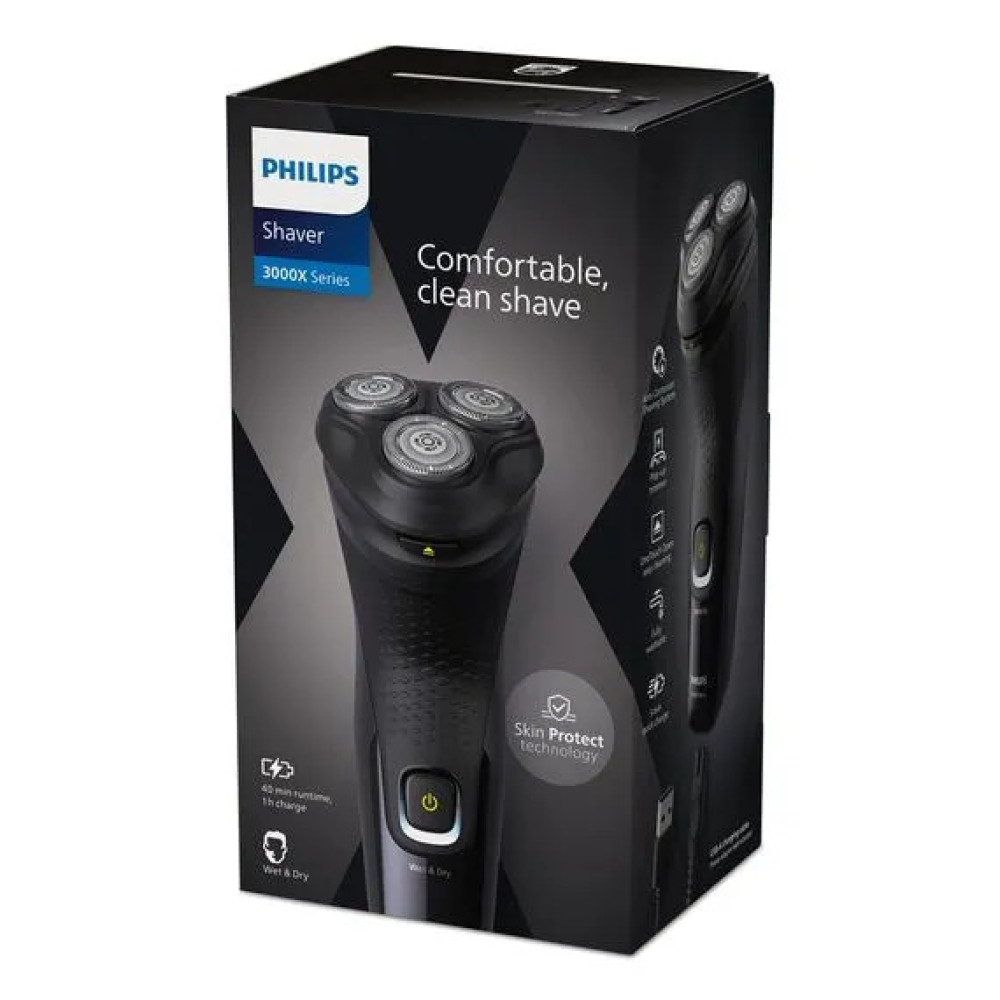 Philips Series X3021/00 Επαναφορτιζόμενη Ξυριστική Μηχανή με Τρίμερ Μαύρη