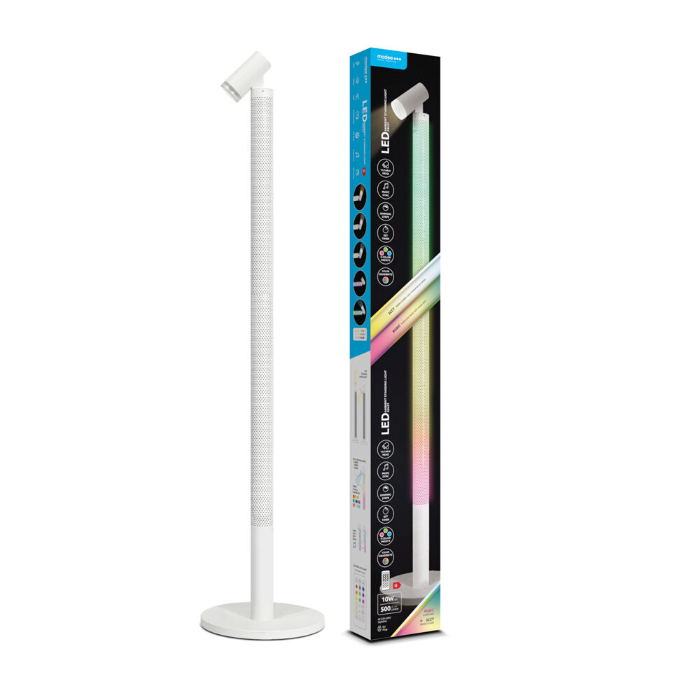 Modee LED Smart Ambient Floor Lamp 10W 3CCT + RGB + Remote (500 lumens) White
