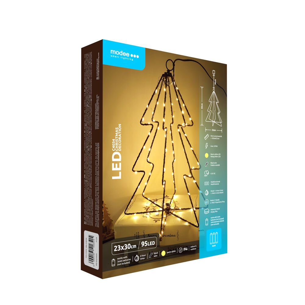 Modee Christmas LED Decoration Battery Operated C4034 IP44 (95 LEDs, H30x23cm) Warm White