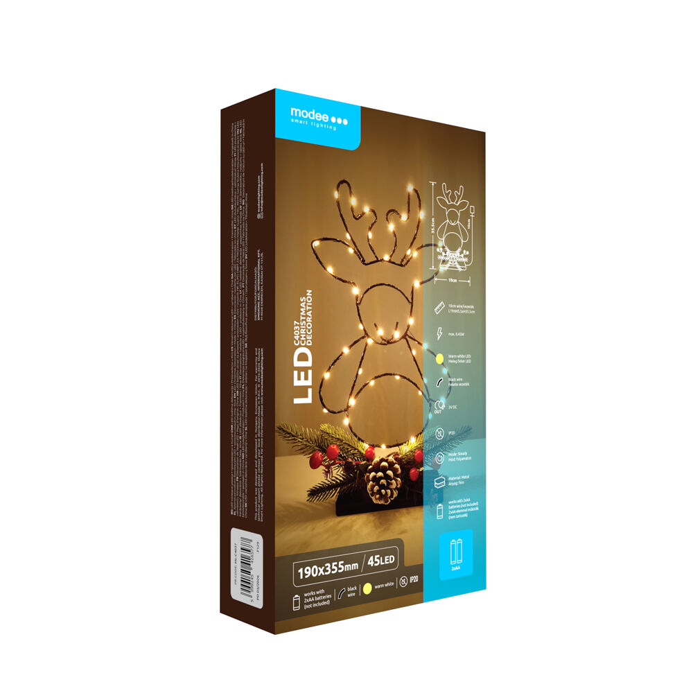 Modee Christmas LED Decoration Battery Operated C4037 (45 LEDs, H355x190mm) Warm White