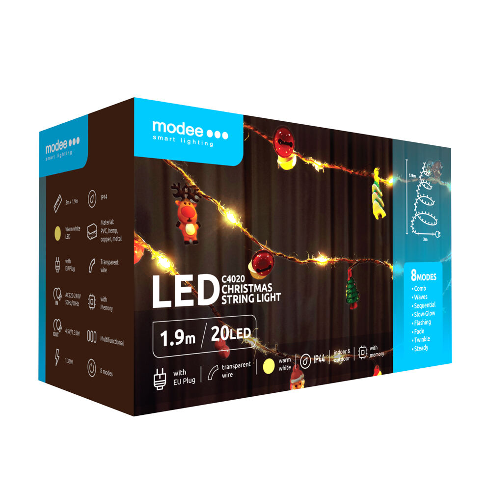Modee Christmas LED String Light Decoration with Adapter C4020 (20 LEDs/190cm/10cm)