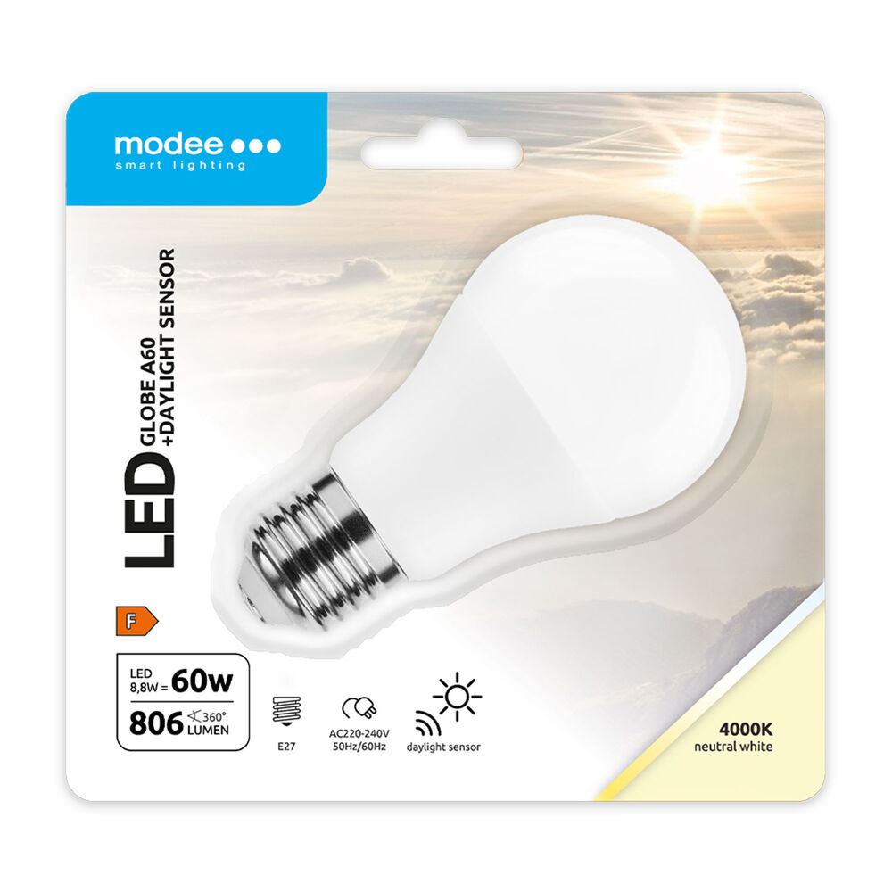 Modee Σφαιρική Λάμπα Smart LED A60 με Αισθητήρα DL 8.8W E27 270° 4000K (806 lumen)