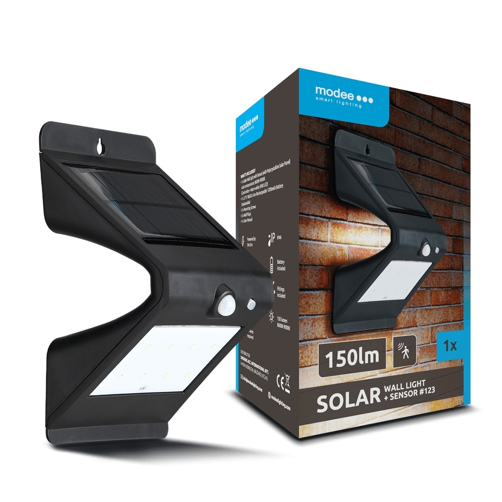 Modee Lighting LED Ηλιακό Επιτοίχιο Φωτιστικό + Αισθητήρας (150 lumen)