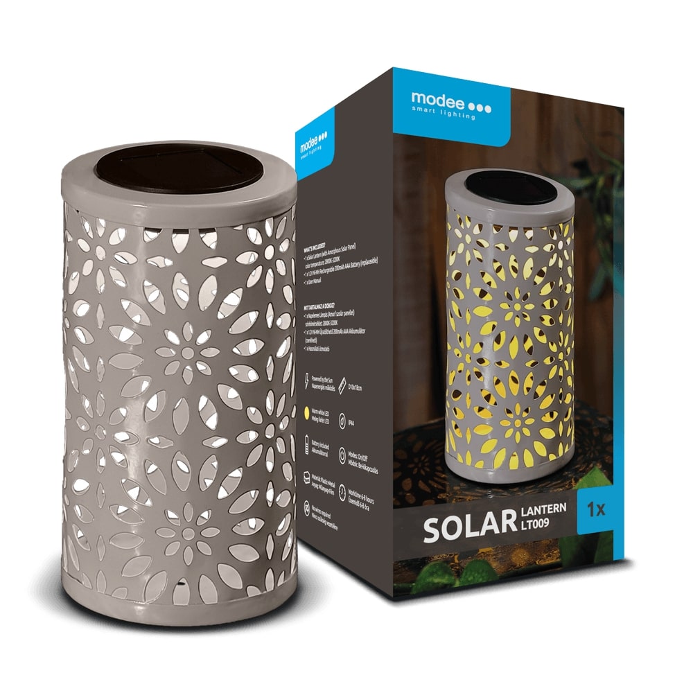 Modee Lighting LED Ηλιακό Φαναράκι Γκρι LT009 (H18xD10cm)