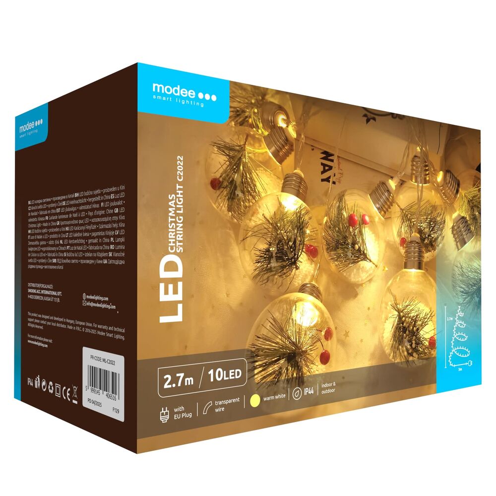 Modee Χριστουγεννιάτικα Φωτάκια LED με Βύσμα (10LED/300cm/30cm) Θερμό Λευκό