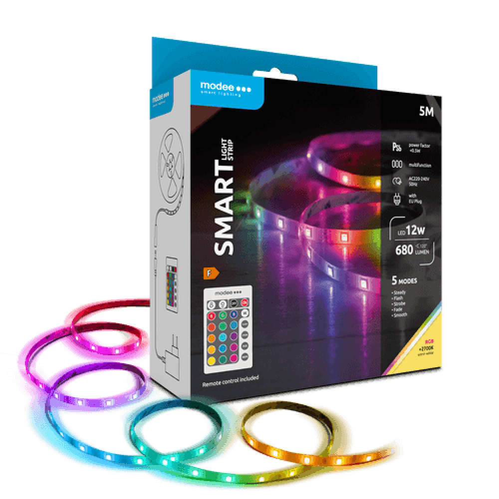 Modee Smart Ταινία LED 12W IP20 2700K & RGB 680lm με Τηλεχειριστήριο 5m