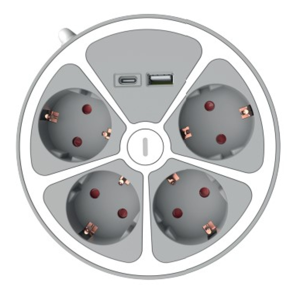 Technik Στρογγυλό Πολύπριζο 4 Θέσεων 1,4m Καλώδιο + USB-A + USB-C 16A