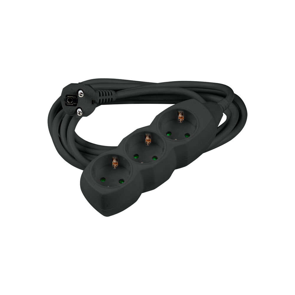 Technik Πολύπριζο 3 Θέσεων με Καλώδιο Χαλκού 1.5 mm² 16A Μαύρο 3m