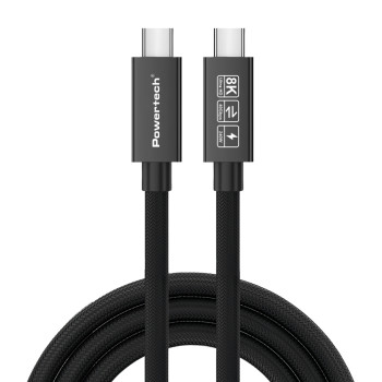 POWERTECH καλώδιο USB-C PTR-0165, USB4, 240W, 40Gbps, 8K/60Hz, 1m, μαύρο