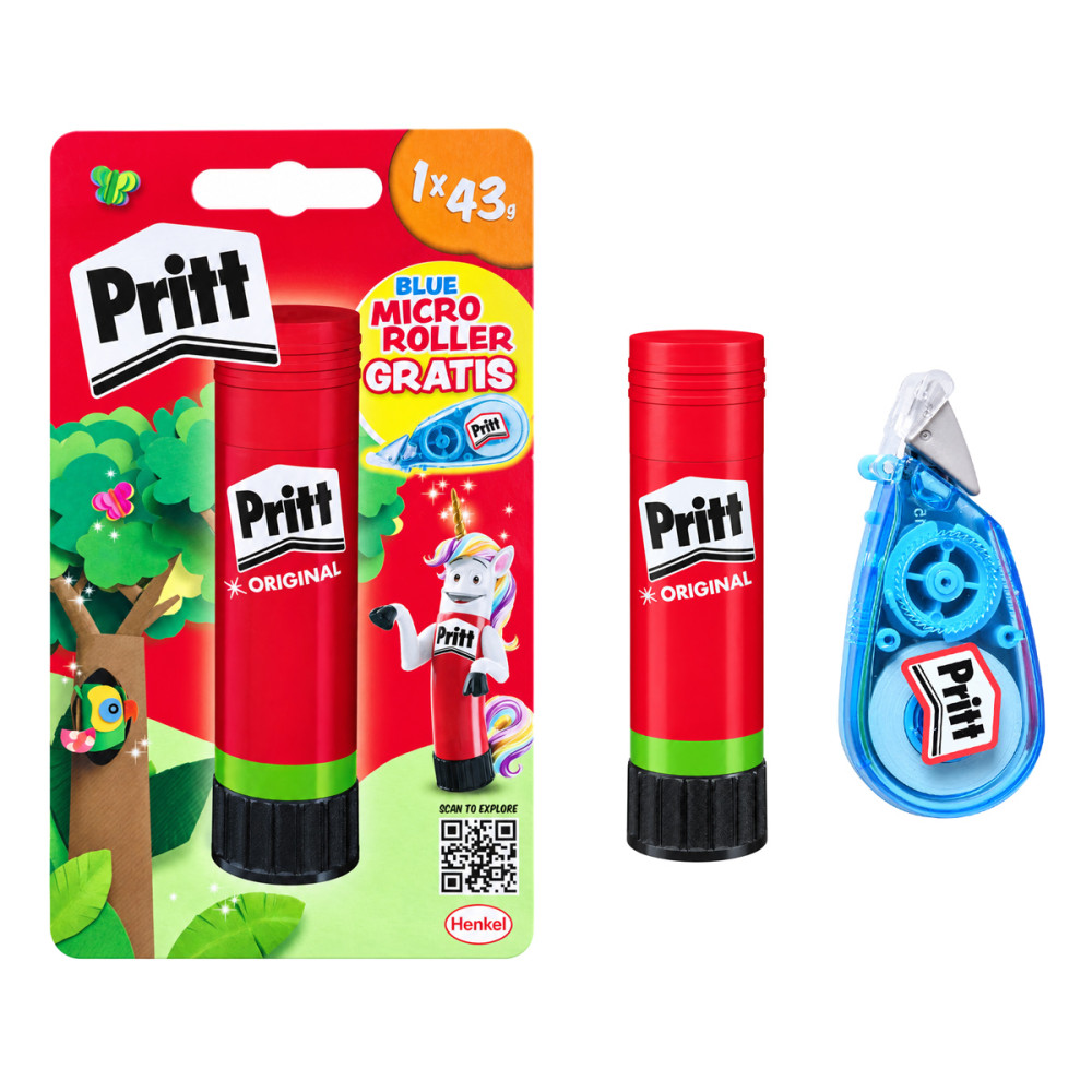 PRITT σετ κόλλα stick Original & διορθωτική ταινία, 43g, 5mmx6m, διάφανη