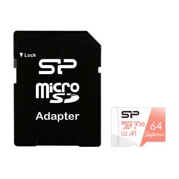 SILICON POWER κάρτα μνήμης microSDXC Superior, 64GB, C10 UHS-I U3 A1 V30