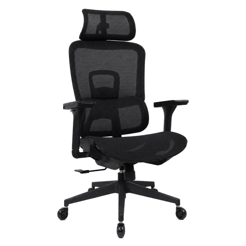 POWERTECH καρέκλα γραφείου PT-1633 με μπράτσα και ανάκλιση, ρυθμιζόμενο ύψος, μαύρη