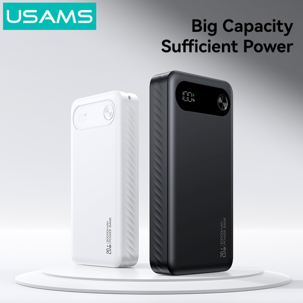 USAMS power bank CD251 με οθόνη, 3x θύρες εξόδου, 20000mAh, PD20W, μαύρο