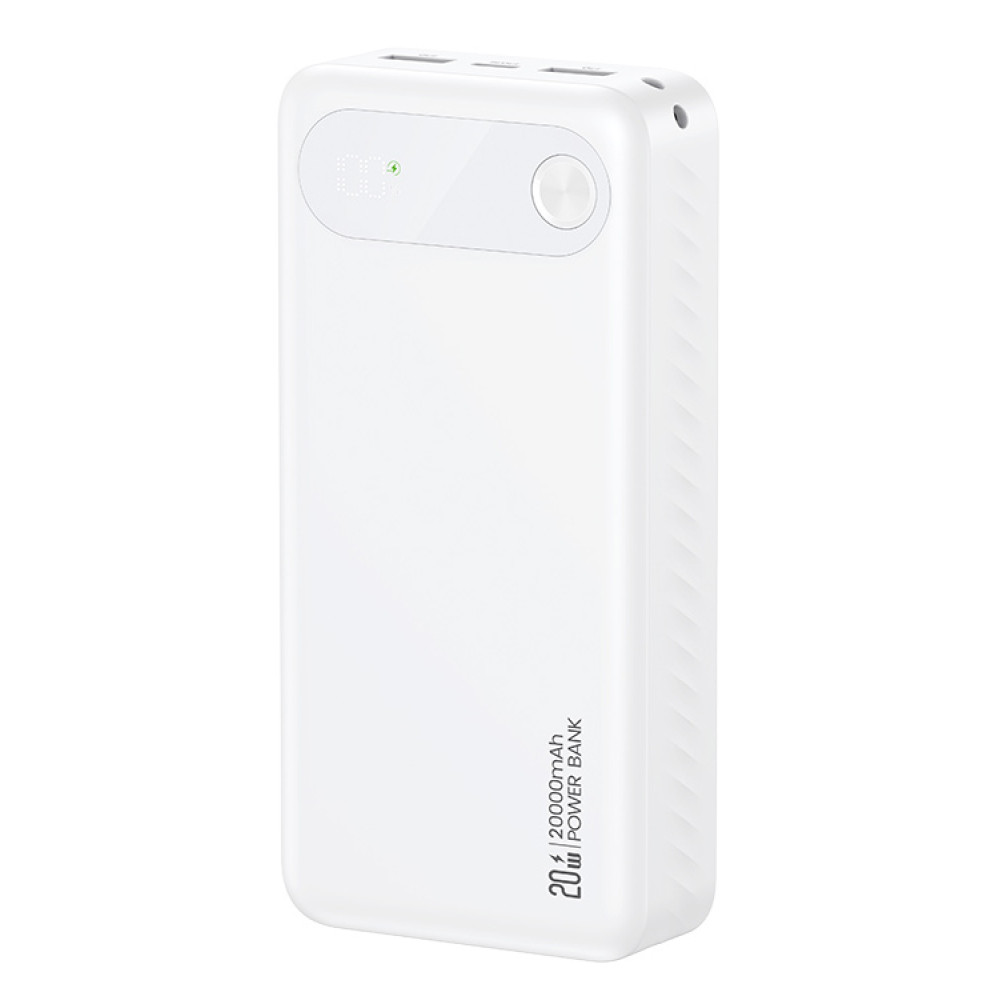 USAMS power bank CD251 με οθόνη, 3x θύρες εξόδου, 20000mAh, PD20W, λευκό