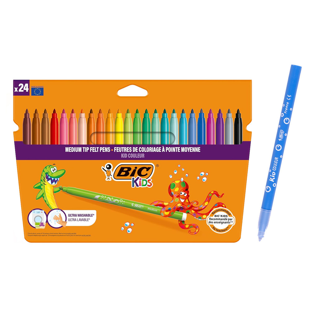 BIC σετ χρωματιστών μαρκαδόρων Kid Couleur, ultra washable, 24τμχ