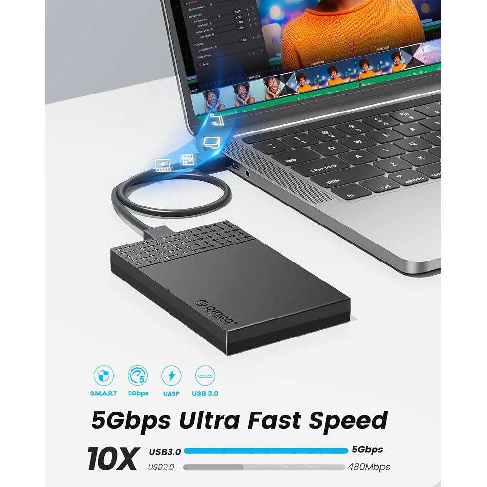 ORICO θήκη για 2.5" SATA HDD/SSD 2526U3-V1, 5Gbps, μαύρη