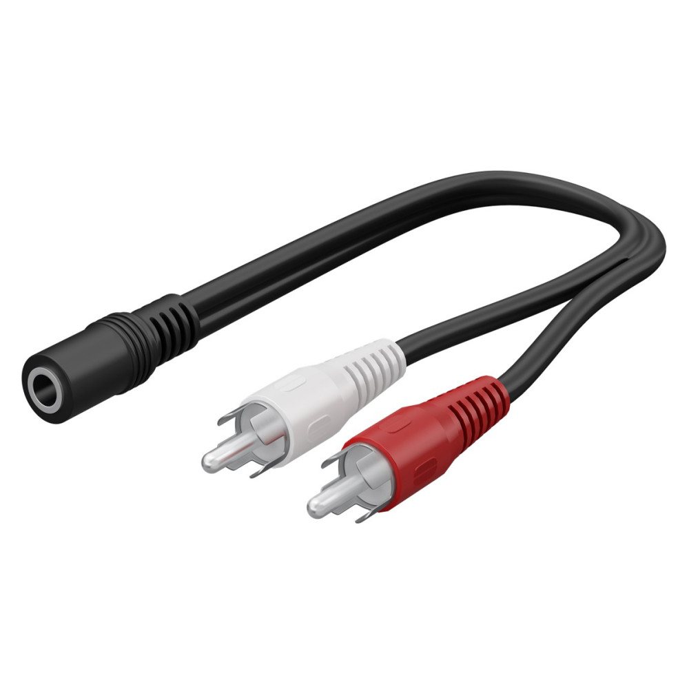 GOOBAY καλώδιο 3.5mm θηλυκό σε 2x αρσενικό RCA 50092, 0.2m, μαύρο