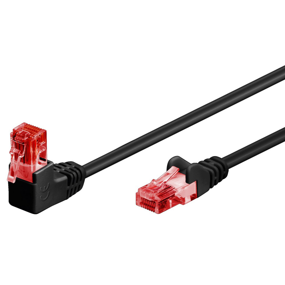 GOOBAY καλώδιο δικτύου 51516, CAT 6 U/UTP, γωνιακό, CCA, 2m, μαύρο