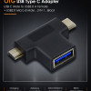 CABLETIME αντάπτορας USB σε USB-C & micro USB CT-3IN1-AB, 5Gbps, μαύρος