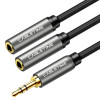 CABLETIME καλώδιο ήχου 3.5mm σε 2x 3.5mm CT-P12G, 3-pole, 20cm, μαύρο