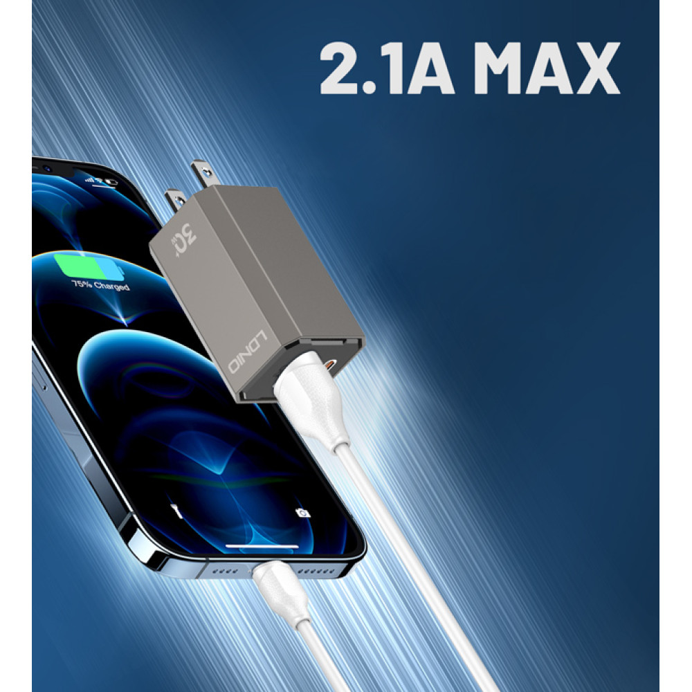 LDNIO καλώδιο Lightning σε USB LS371, 2.1A, 1m, λευκό