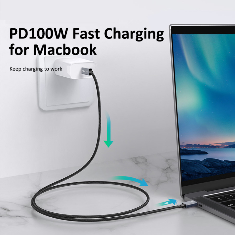 CABLETIME καλώδιο USB-C σε USB-C CT-C160-U31-TB3, 100W, 40Gbps, 4K/60Hz, 0.5m, μαύρο