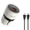 LDNIO φορτιστής τοίχου Q2319 με καλώδιο Lightning, EU/UK/US/AU βύσμα, USB/USB-C, 30W, γκρι