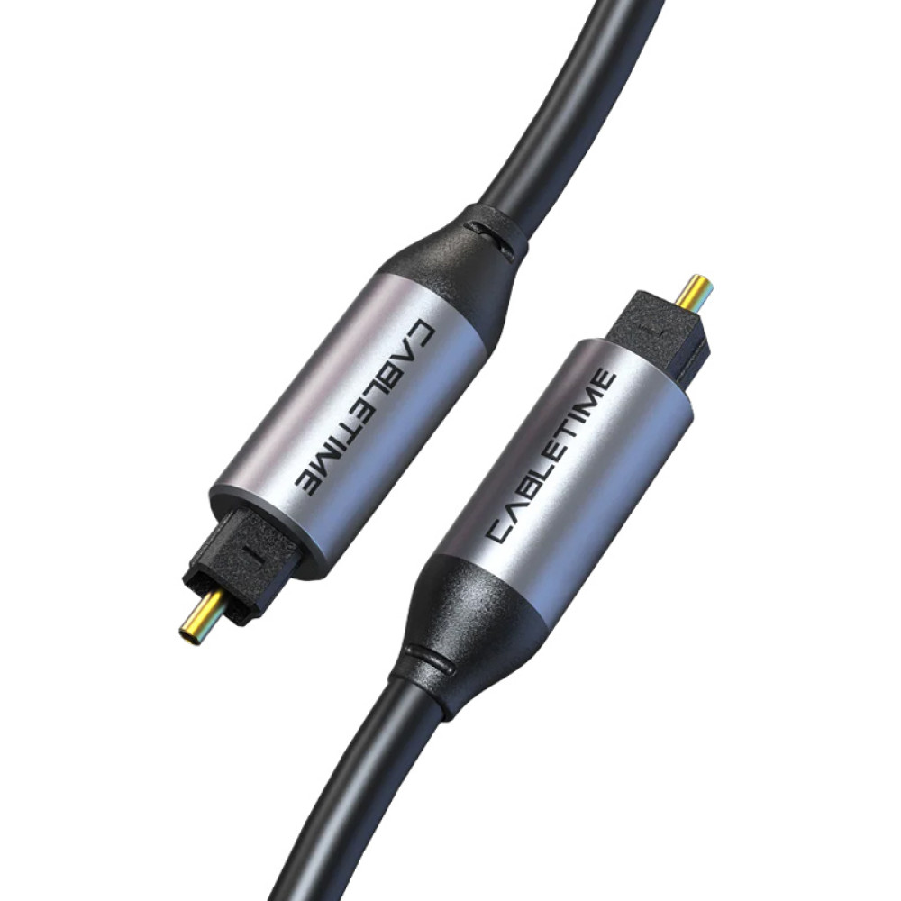 CABLETIME καλώδιο ήχου Toslink CT-AV380-P04GN, gold plated, 5mm, 1m, μαύρο
