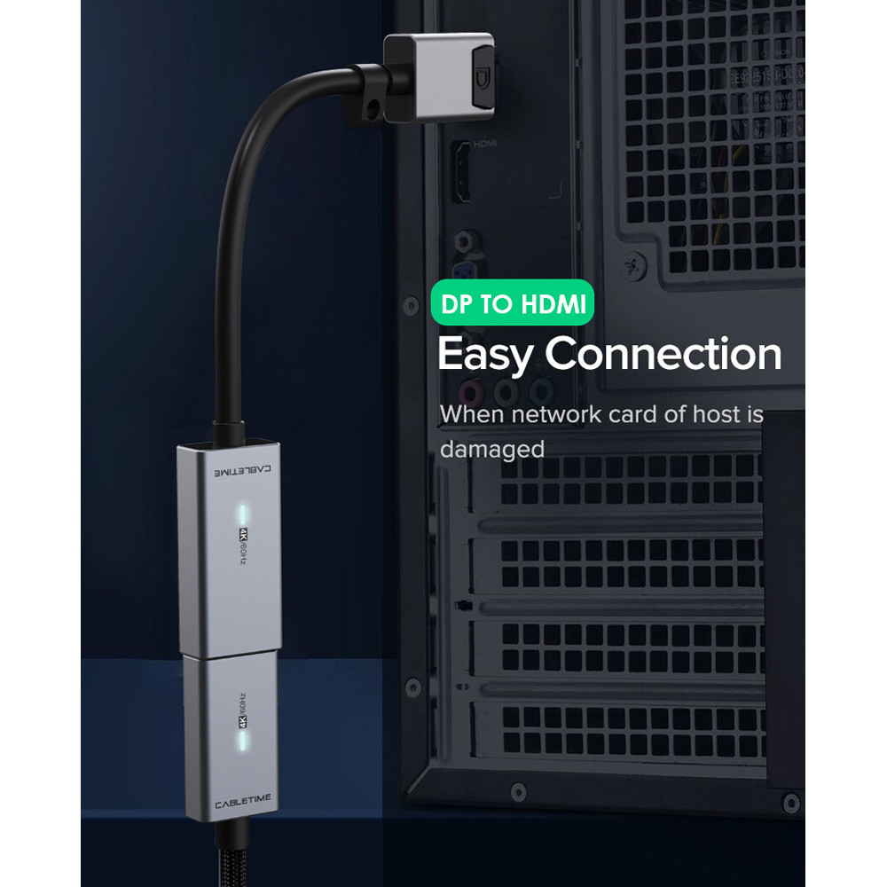 CABLETIME αντάπτορας DisplayPort σε HDMI CT-AV589-P02G4K60, 4K/60Hz, γκρι