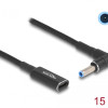 DELOCK αντάπτορας τροφοδοσίας laptop 60031, USB-C σε HP 4.5x3.0mm, 15cm, μαύρος