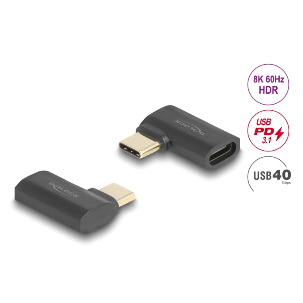 DELOCK αντάπτορας USB-C 60245, αρσενικό σε θηλυκό, 240W, 40Gbps, μαύρος