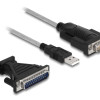 DELOCK καλώδιο USB σε RS-232 DB9 61314 με αντάπτορα DB25, 1.8m, μαύρο