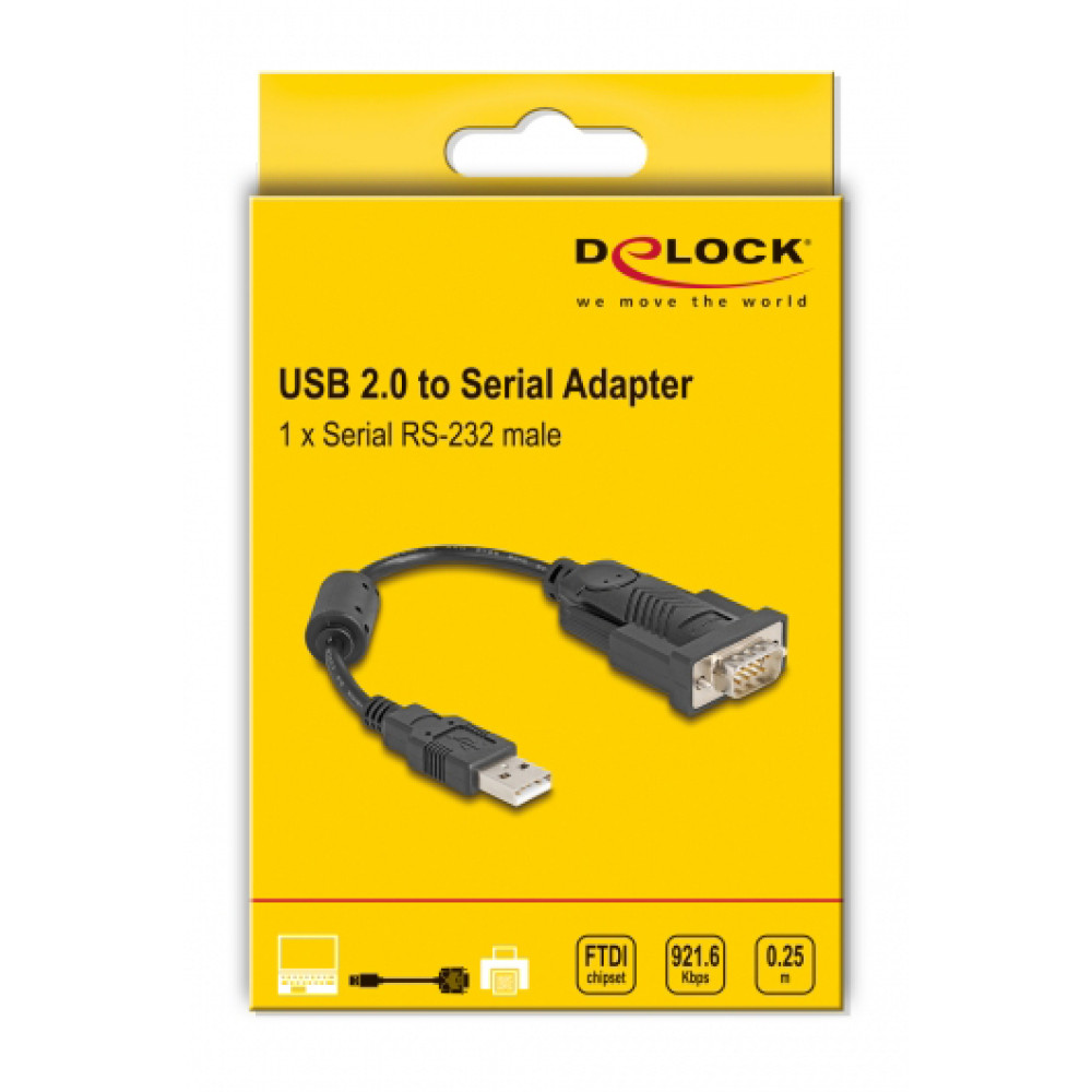 DELOCK αντάπορας USB σε RS-232 61549, 921.6Kbps, 0.25m, μαύρος