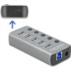 DELOCK USB hub 63263 με διακόπτες, 6x θυρών, 5Gbps, 12V/2.25A PD, γκρι