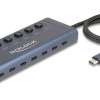 DELOCK USB-C hub 63410 με διακόπτες, 7x θυρών, 5Gbps, 20W, USB-C σύνδεση, μπλε