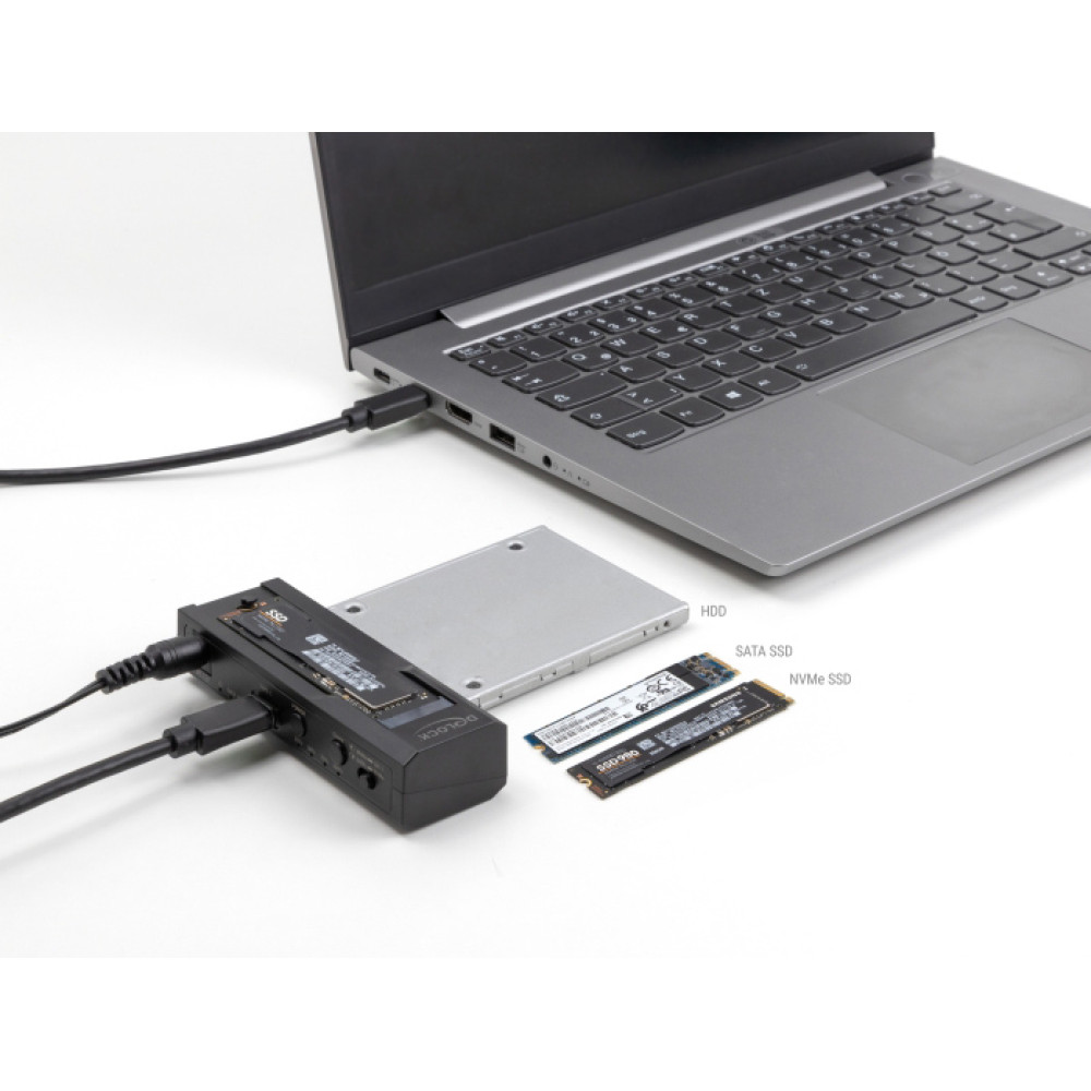 DELOCK docking station για M.2 NVMe/SATA ή 2.5"/3.5" SSD/HDD 64252, 10Gbps, clone function, μαύρο