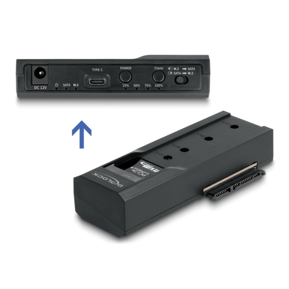 DELOCK docking station για M.2 NVMe/SATA ή 2.5"/3.5" SSD/HDD 64252, 10Gbps, clone function, μαύρο