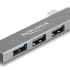 DELOCK USB hub 64274, 3x θυρών, 10Gbps, USB-C σύνδεση, γκρι
