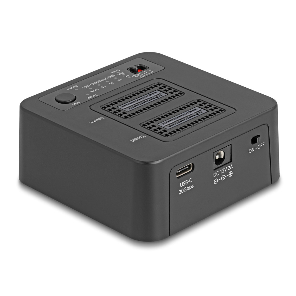 DELOCK docking station για M.2 NVMe SSD 64300, 2 θέσεων, 20Gbps, clone/erase function, μαύρο