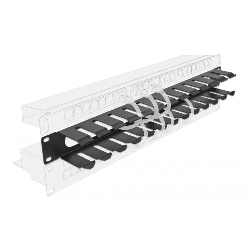 DELOCK cable management 66550 για rack 19"/1U, μεταλλικό, μαύρο