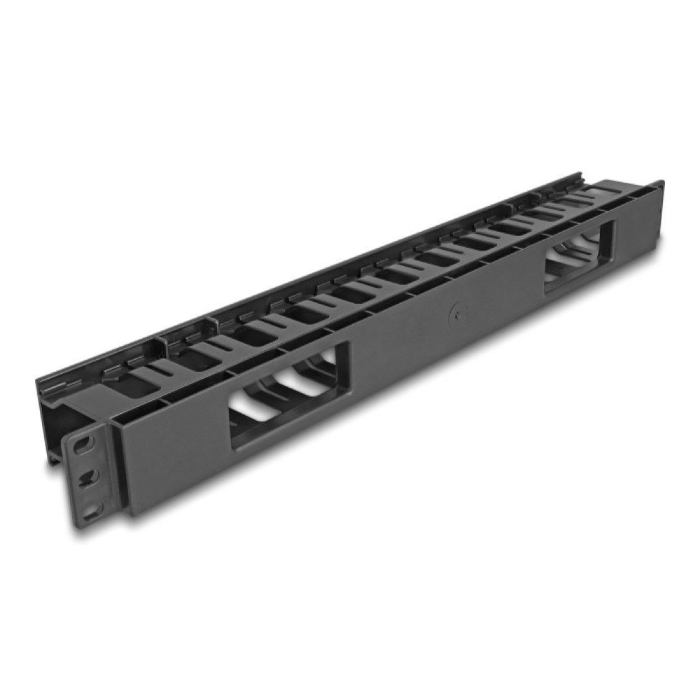 DELOCK cable management 67021 για rack 19"/1U, 2 ανοίγματα, πλαστικό, μαύρο