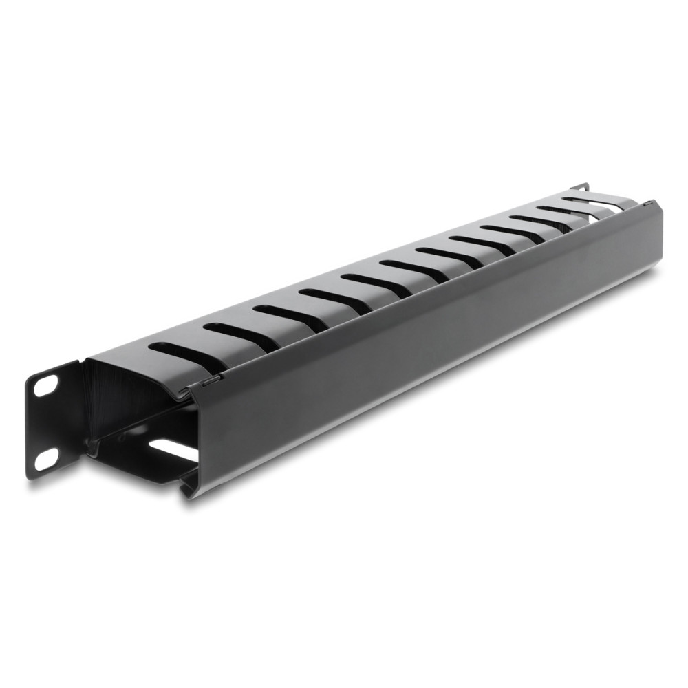 DELOCK cable management 67628 για rack 19"/1U, με βούρτσα προστασίας, μεταλλικό, μαύρο