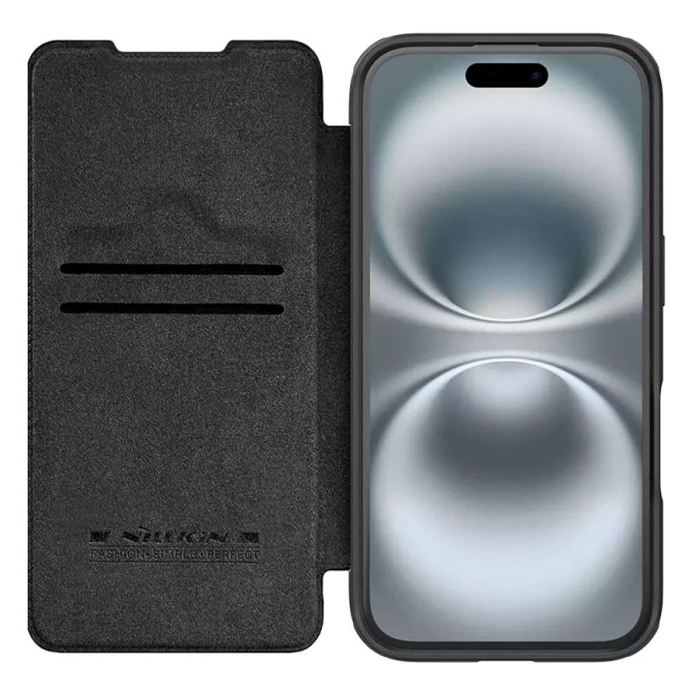 NILLKIN θήκη Qin Prop Leather για iPhone 16, δερμάτινη, μαύρη